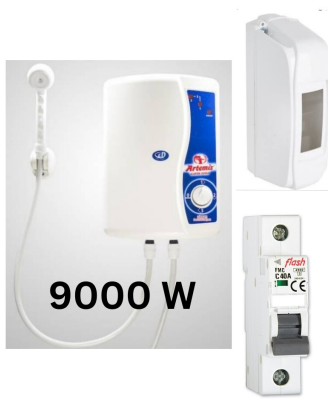 Artemis Elektrikli Şofben 9000 W Yuksek Isı Sigorta ve kutusu dahil paket 