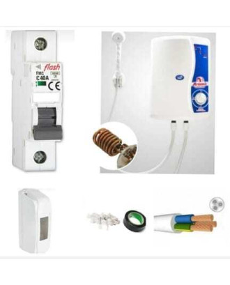 Artemis Bakır Rezistanslı Elektrikli Şofben 7500 W 3MT Kablolu Tam Takım  Set 