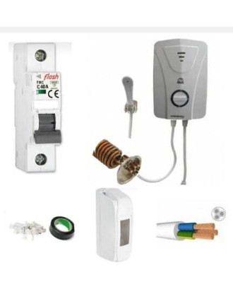 Aydın derya  Bakır Rezistanslı Elektrikli Şofben 7500 W 3 MT Kablolu Tam Takım Set