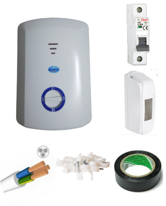 Damla Titanium Elektrikli Şofben 7500W 3Mt Kablolu Tam Takım Set 