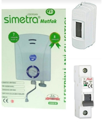 Sİmetra Mufak Sofbeni Ani Su İsitici Sıgorta Ve Kutusu Dahil Paket 