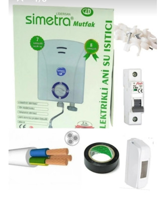 Simetra Mutfak Tipi Şofben 3 Mt Kablolu Orjınal Tam Takım Set