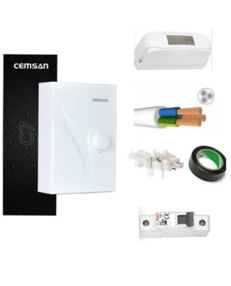 Cemsan C7 Elektrikli Şofben 10 Metre Kablo Dahil Takım Montaja Hazır Set
