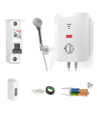 King K 7008 Ekvator Elektrikli Şofben + 10 Mt Kablo Dahil Takım Montaja Hazır Set