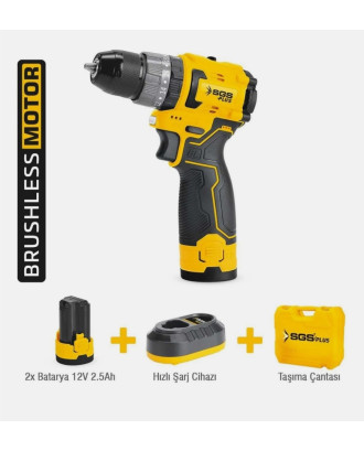 SGS 5081 Akülü Darbeli Vidalama Seti 12V 2x2.5Ah Kömürsüz Motor Şarjlı Matkap