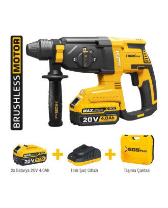 SGS 5521 Şarjlı Kırıcı Delici Matkap 20V 4Ah Çift Akülü Kömürsüz Motor SDS Plus 2.8J